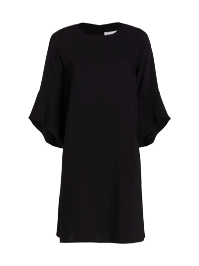 Caroline Rose Julia Crepe Bell-sleeve Dress In Black