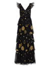 MARCHESA NOTTE WOMEN'S POLKA DOT EMBELLISHED TIERED TULLE GOWN