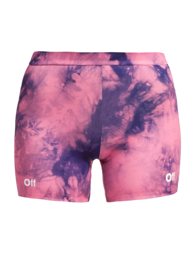 Off-white Women's Tie Dye Logo Shorts In Pink Blue