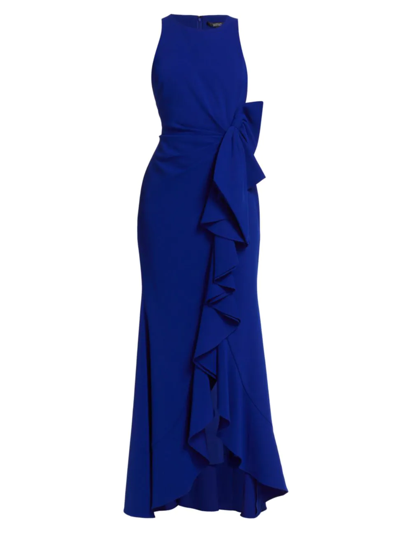 Badgley Mischka Odessa Ruffle Floor-length Gown In Ultra Violet