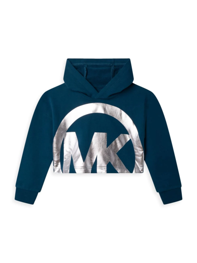 Michael Michael Kors Kids' Little Girl's & Girl's Logo Print Hooded Sweatshirt In Navy