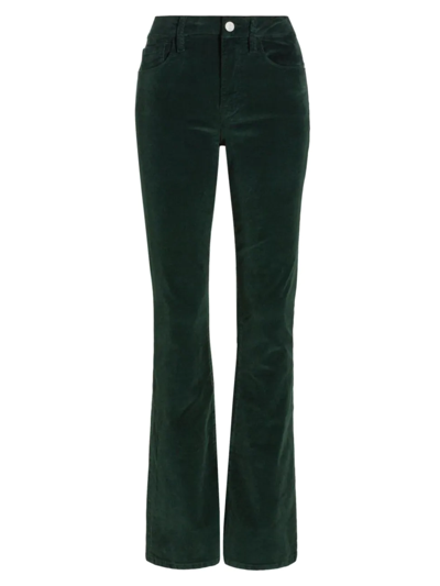 Frame Le Mini Slit Corduroy Boot-cut Trousers In Dark Green
