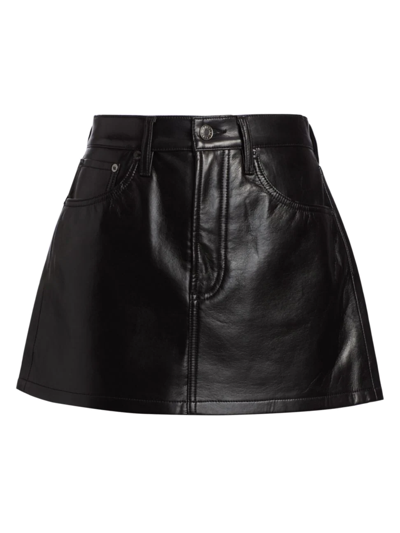 Agolde Recycled Leather Liv Mini Skirt In Detox Black