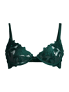 Fleur Du Mal Lace Plunge Demi Bra In Evergreen