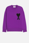 Ami Alexandre Mattiussi Ami De Coeur Knitted Crew-neck Sweater In Purple