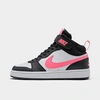 Nike Big Kids Court Borough Mid 2 Casual Sneakers From Finish Line In Black/white/pink