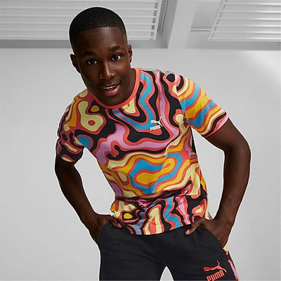 Puma Men's Lava Flow Logo Print Short-sleeve T-shirt Size 2x-large  Cotton/polyester In Spectra Yellow | ModeSens