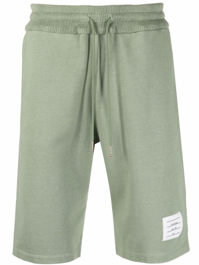 Thom Browne Logo-patch Track Shorts In Green