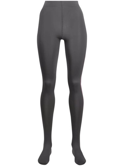 Thom Browne Intarsia Side-stripe Opaque Tights In Grey