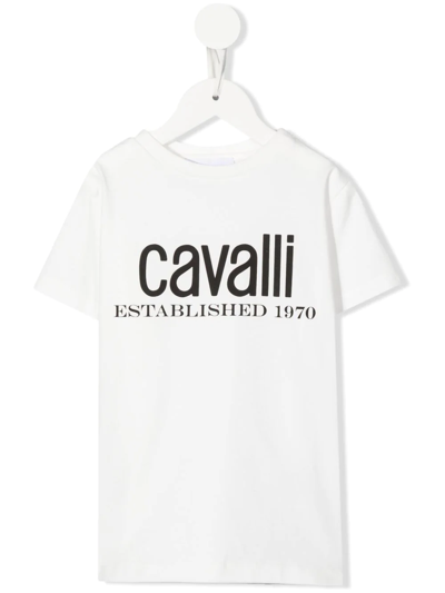 Roberto Cavalli Junior Kids' Logo-print T-shirt In White
