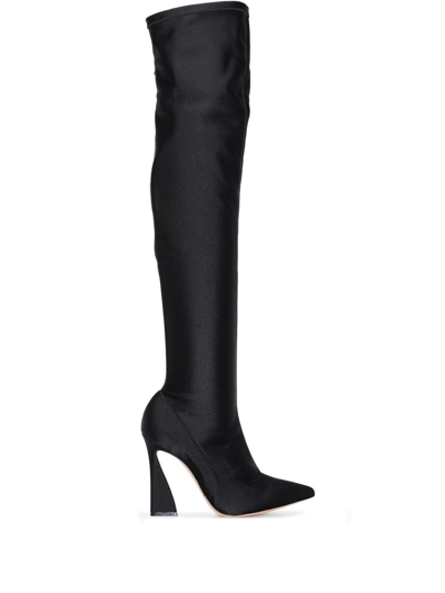 Gianvito Rossi Curved Heel Over-the-knee Boots In Black