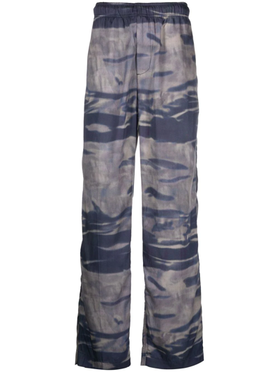 Diesel Camouflage Wide-leg Trousers In Blue