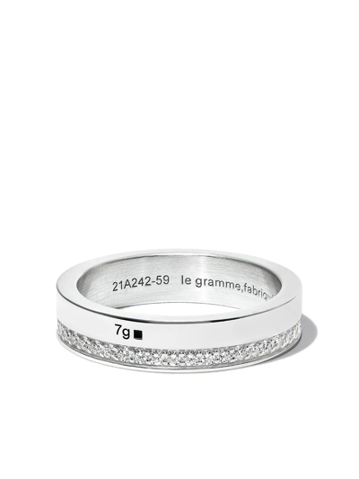 Le Gramme 7g Diamond Line Polished Band Ring In Silver