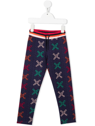 Kenzo Kids' Logo-print Leggings In Blue