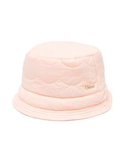 Chloé Kids' Logo-plaque Padded Bucket Hat In Pink