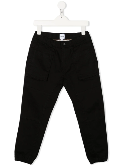 Bosswear Kids' Front Cargo-pocket Trousers In Black