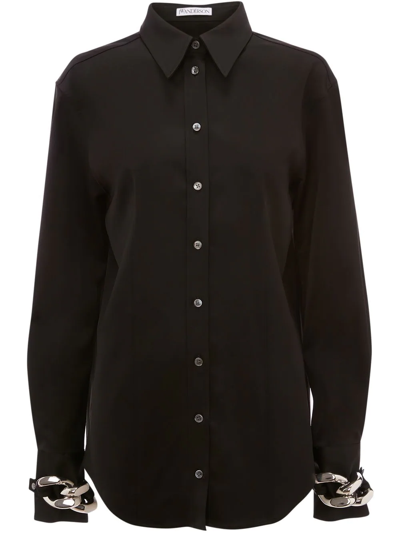 Jw Anderson Chain-link Button Down Shirt In Black