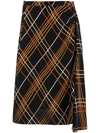 Marni Draped Checked Silk Crepe De Chine Skirt In Black