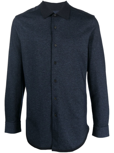 Brioni Jersey Button-down Shirt In Blue