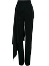 Alexander Mcqueen Draped Wool Grain De Poudre Pants In Black