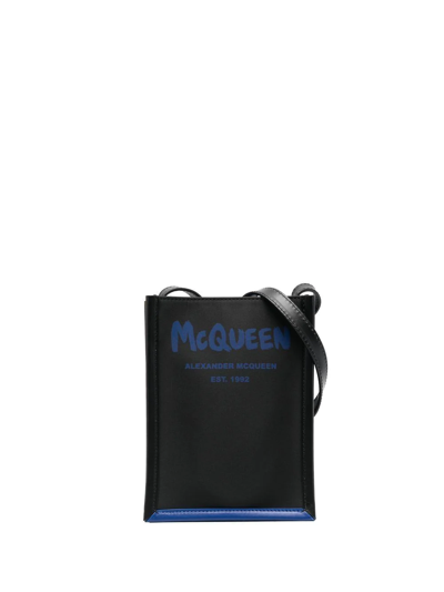 Alexander Mcqueen Logo-print Shoulder Bag In Black