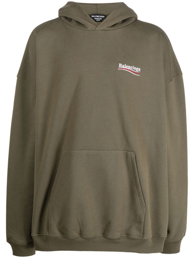 Balenciaga Political Campaign Embroidered Hoodie In Green