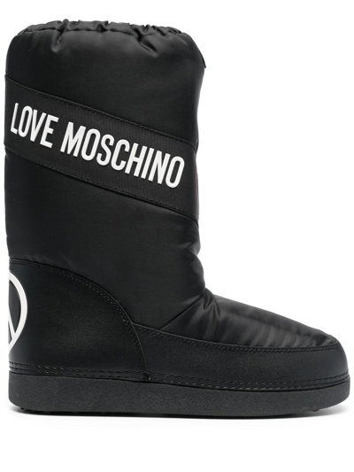 Love Moschino Logo-print Lace-up Boots In Black
