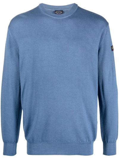 Paul & Shark Wool Jumper With Logo Patch In Blue 1