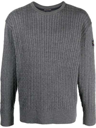 Paul & Shark Virgin-wool Cable-knit Jumper In Grey