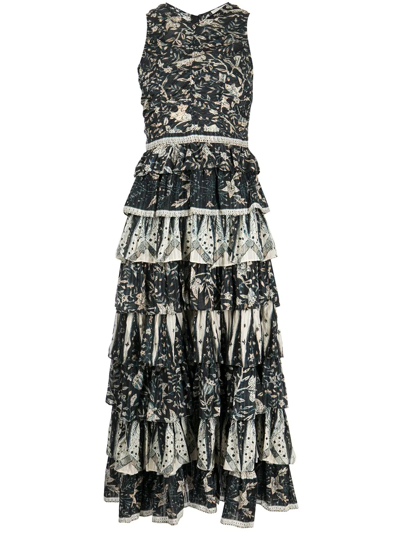 Ulla Johnson Ariah Tiered Printed Cotton-blend Voile Midi Dress In Rainforest