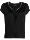 Giorgio Armani Contrast-trim Silk Blouse, Black In Black