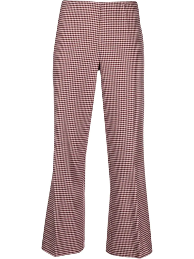 P.a.r.o.s.h Houndstooth Flared Trousers In Pink