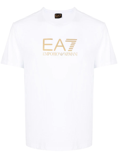 Ea7 Gold Label Logo T-shirt In White