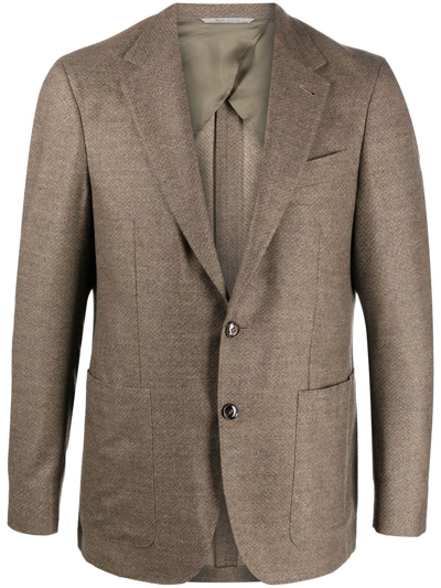 Canali Single-breasted Wool Blazer In Brown