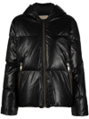 MICHAEL MICHAEL KORS FAUX-LEATHER HOODED PUFFER JACKET