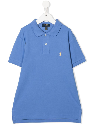 Ralph Lauren Kids' Embroidered-pony Detail Polo Shirt In Blue