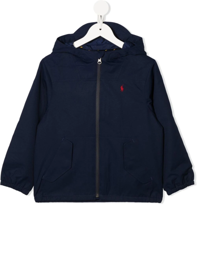 Ralph Lauren Kids' Polo Pony-embroidered Hooded Windbreaker In Blue