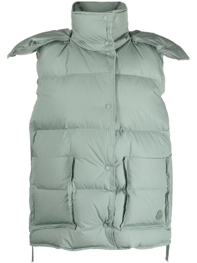 Moncler Batty Sleeveless Quilted Jacket In Light Green