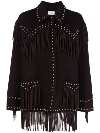P.a.r.o.s.h Studded Fringed Western Jacket In Brown