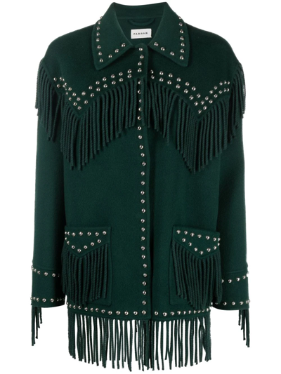 P.a.r.o.s.h Studded Fringed Jacket In Green