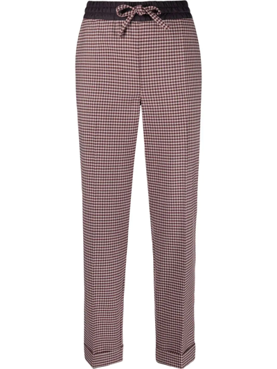P.a.r.o.s.h Fine-check Tapered Cropped Trousers In Pink