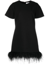 Likely Marullo Feather Trim Shift Dress In Black