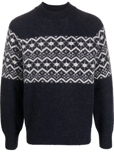Brunello Cucinelli Intarsia-knit Wool-blend Jumper In Blue