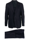 Tagliatore Single-breasted Virgin Wool Suit In Blue