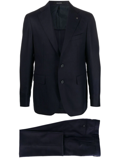 Tagliatore Single-breasted Virgin Wool Suit In Blue