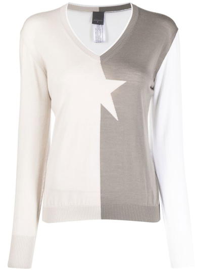 Lorena Antoniazzi Two-tone Star Knit Jumper In White