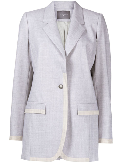 Lorena Antoniazzi Contrast-trimmed Single-breasted Blazer In Grey