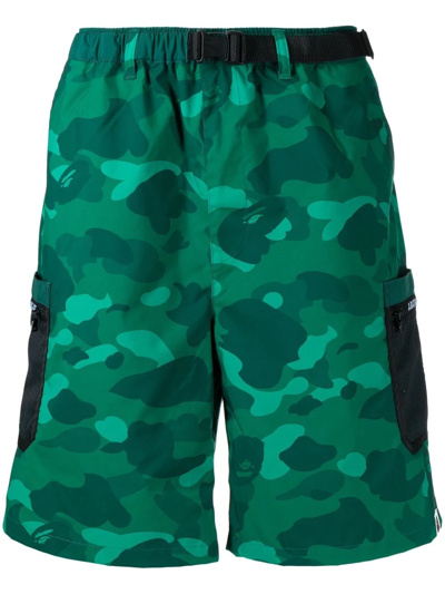 Bape Black *a Bathing Ape® Graphic-print Deck Shorts In Green
