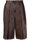 GOLDEN GOOSE PLEATED LEATHER SHORTS