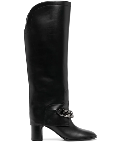 Casadei Varenne 100mm Chain-link Trim Boots In Black